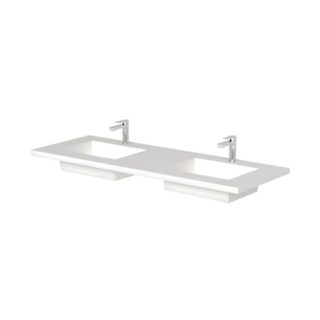 Castello Usa Serenity 72" Solid Surface Vanity Top in White CB-GM-2066-72